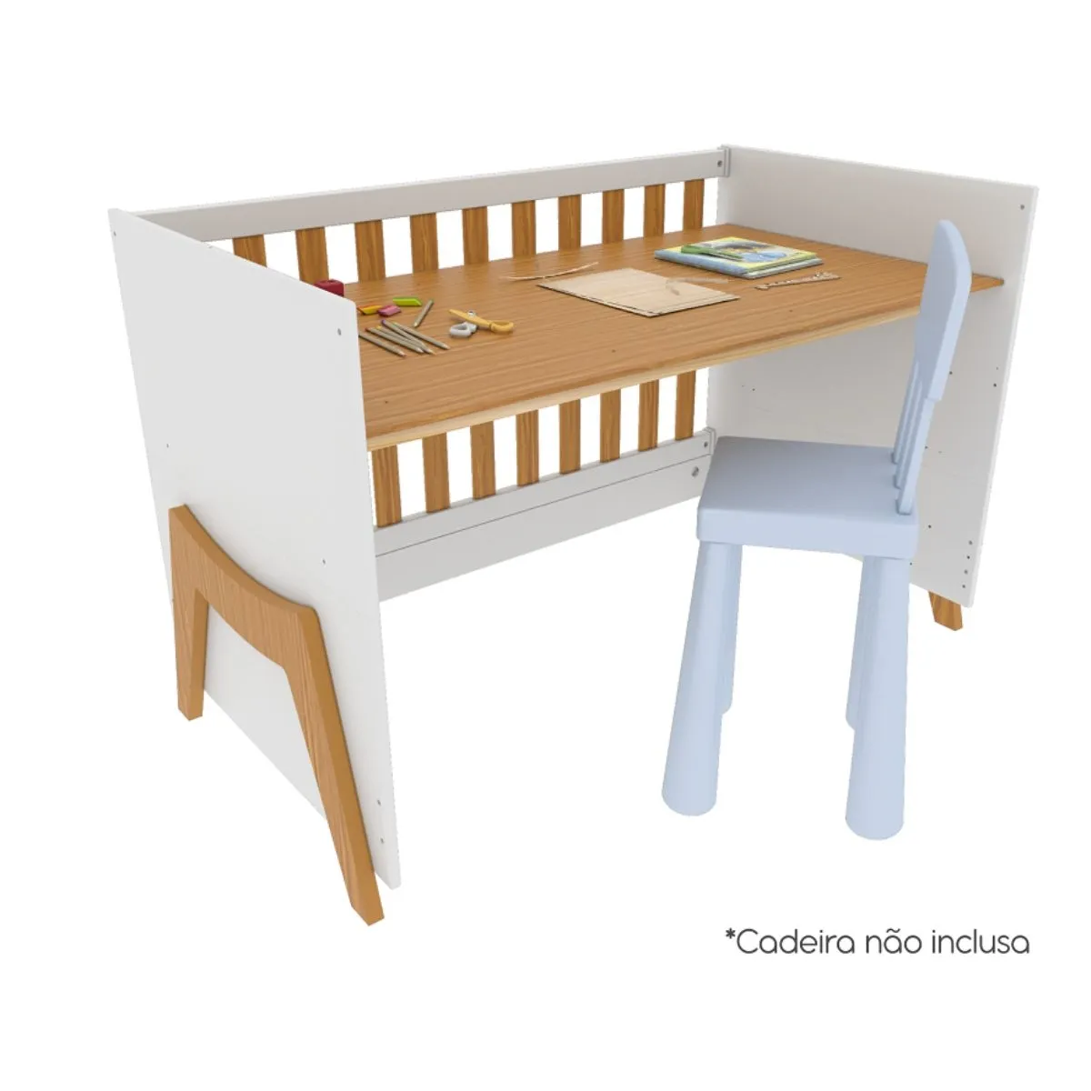 Berço Americano Guti Retrô Mini Cama 5 em 1 Branco Brilho/Amêndoa