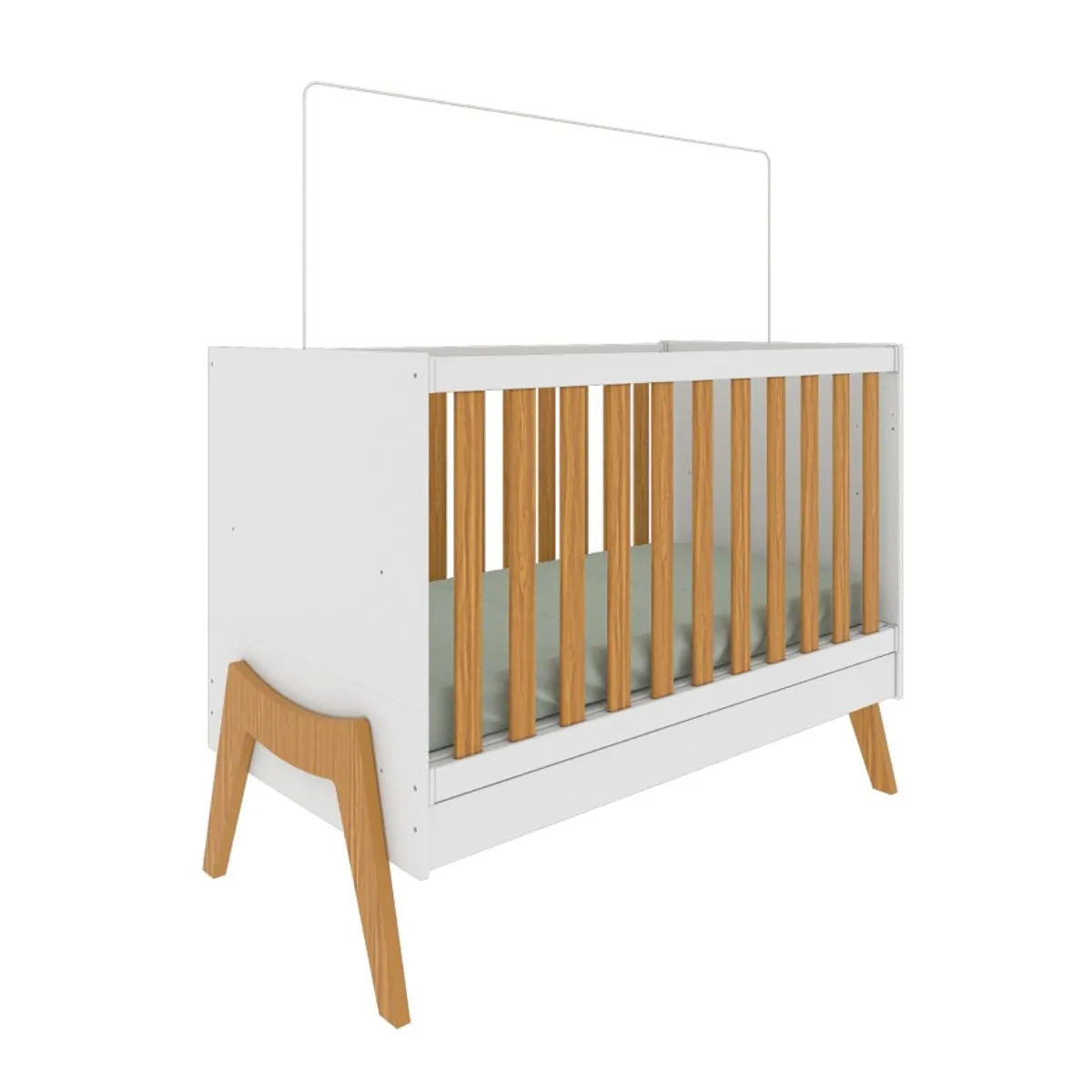 Berço Americano Guti Retrô Mini Cama 5 em 1 Branco Brilho/Amêndoa