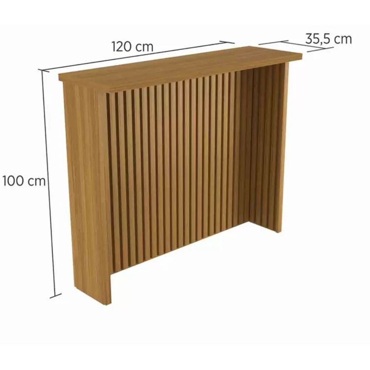 Painel de Ilha Ripado Bancada para Cozinha Nesher 120 cm 100% MDF Freijó