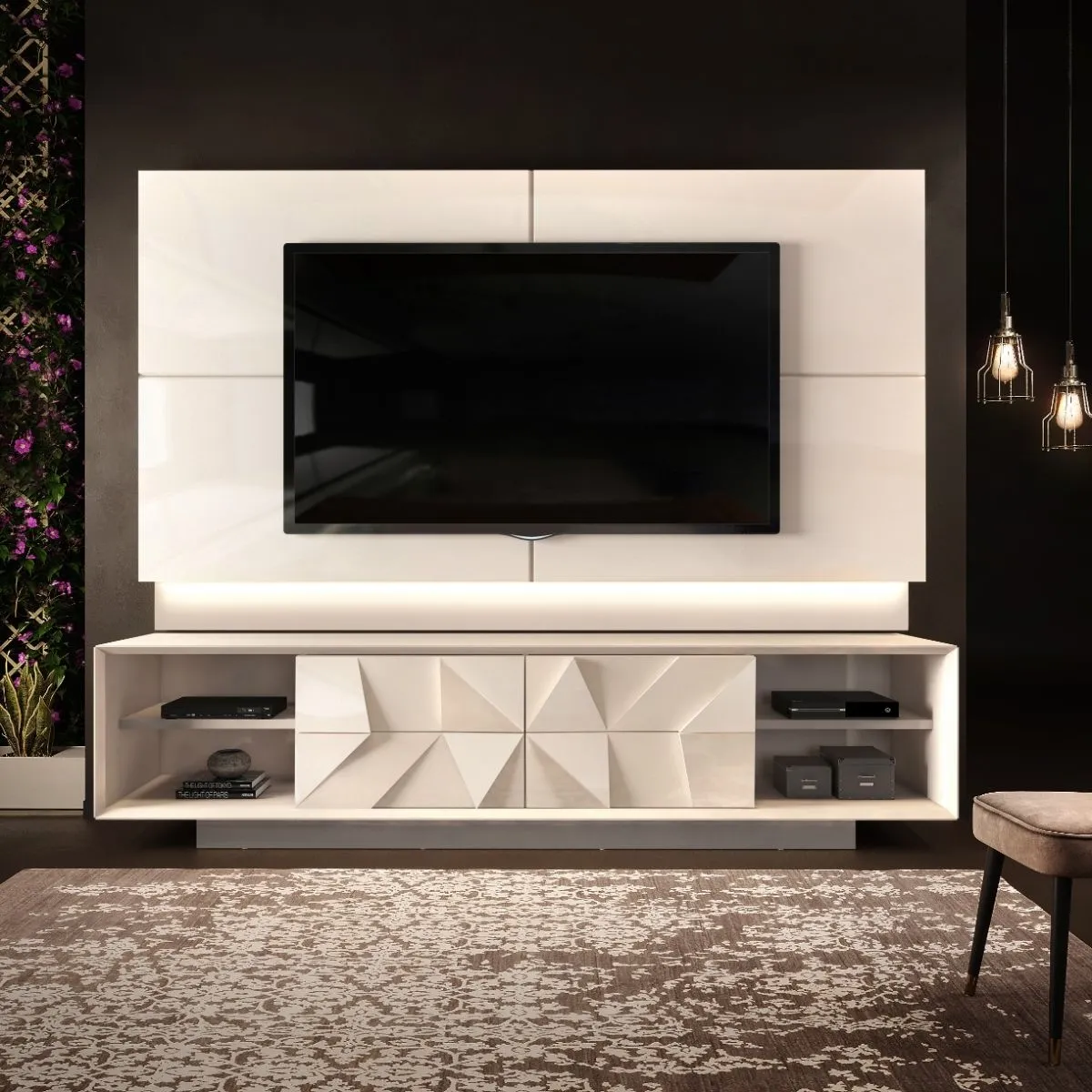 Rack com Painel Domani para TV até 75 Polegadas 2,4m Off White