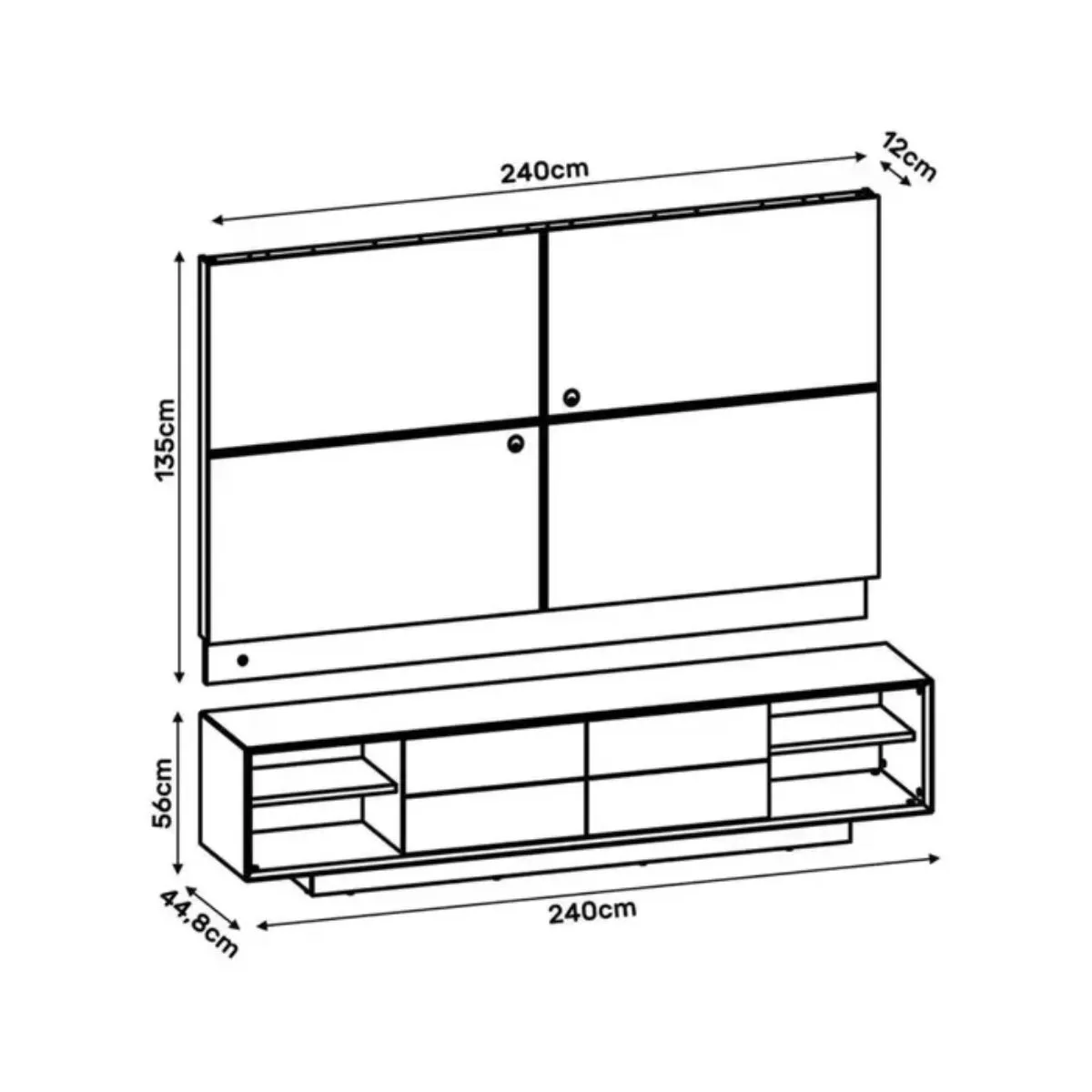 Rack com Painel Domani para TV até 75 Polegadas 2,4m Off White