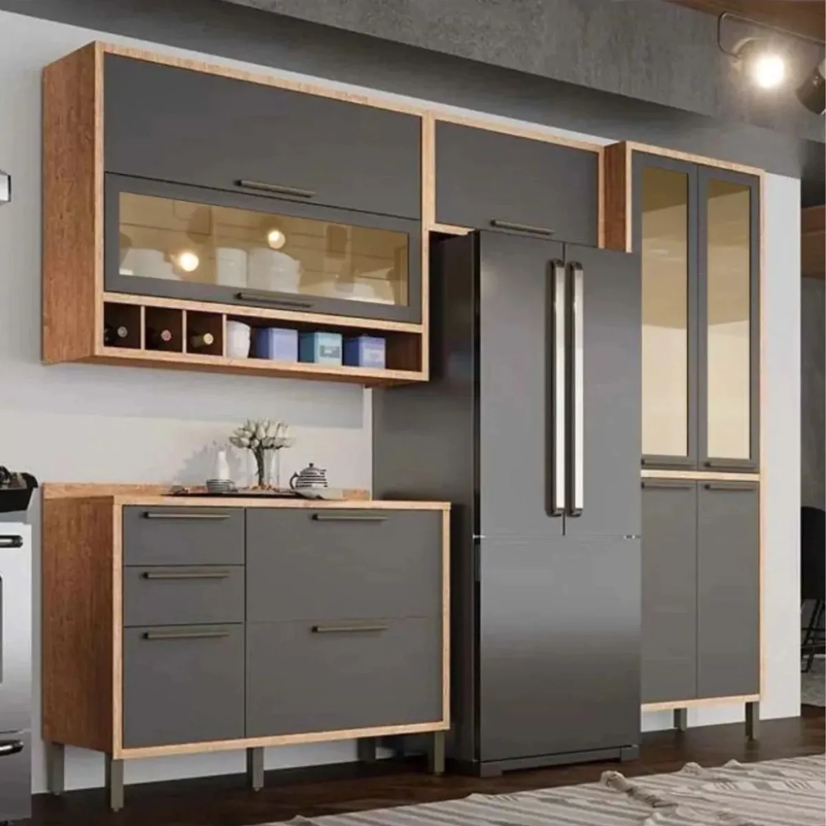 Cozinha Modulada Syrah 4 Peças Castanho/Chumbo