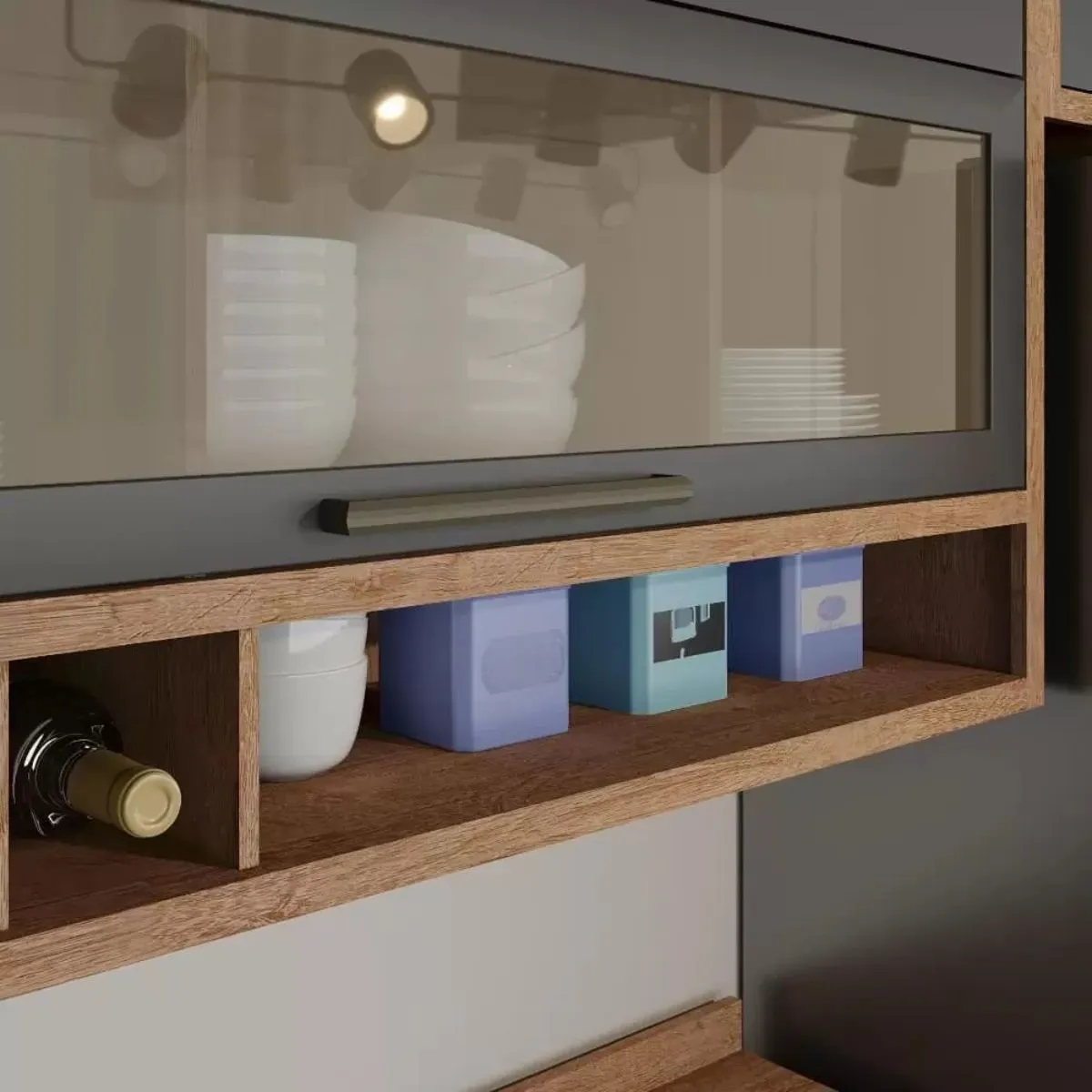 Cozinha Modulada Syrah 4 Peças Castanho/Chumbo