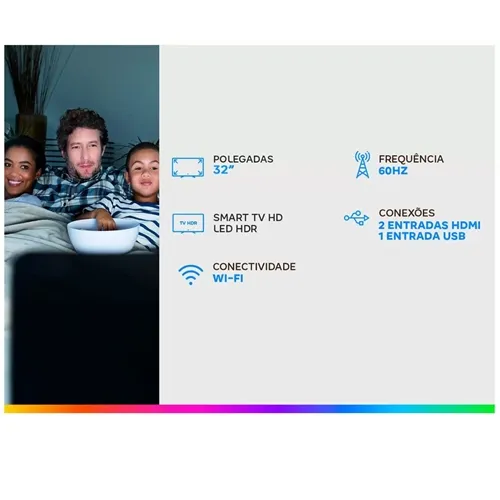 Smart TV Samsung 32 HD LED UN32T4300AGXZD HDR Tizen WI-FI Tela Dolby Digital Plus HDMI e USB