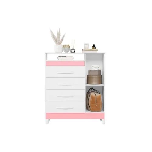 Cômoda Sapateira 1 Porta 4 Gavetas Turquesa Branca Multiflex
