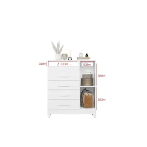 Cômoda Sapateira 1 Porta 4 Gavetas Turquesa Branca Multiflex