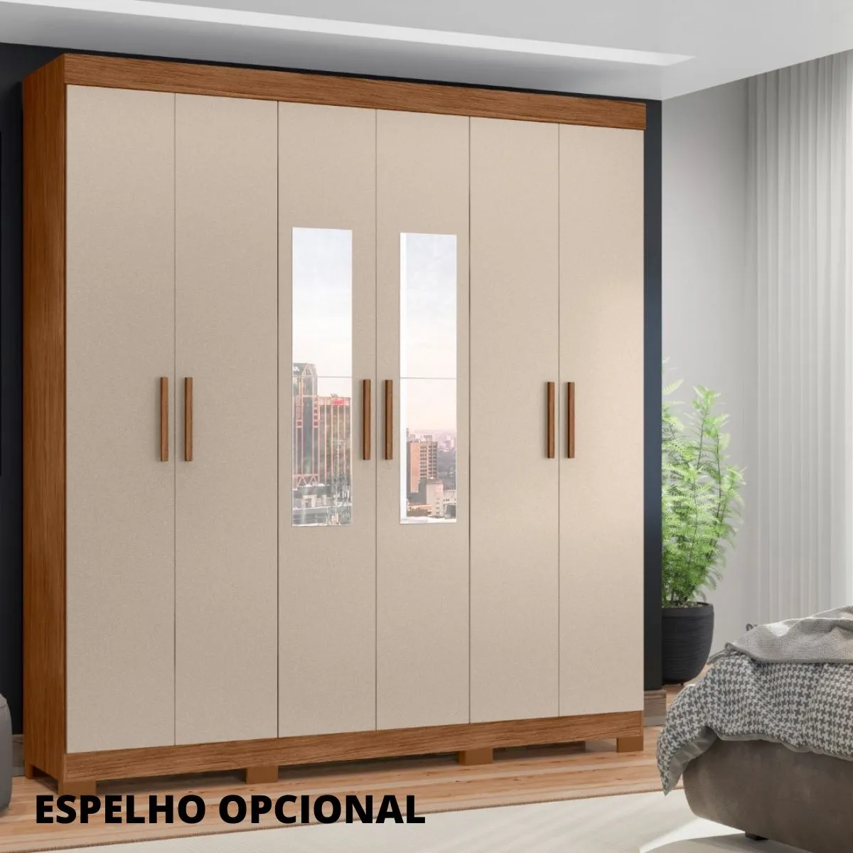 Guarda-Roupa Casal 6 Portas 2 Gavetas Amarok Carvalho Grife/Off White Albatroz