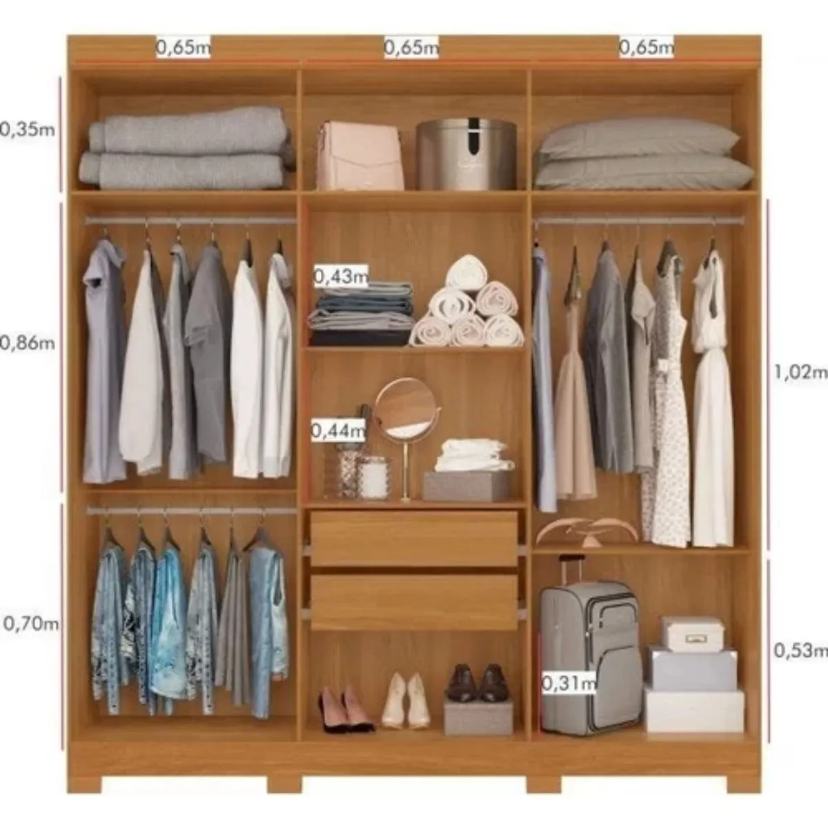 Guarda-Roupa Casal 6 Portas 2 Gavetas Amarok Carvalho Grife/Off White Albatroz