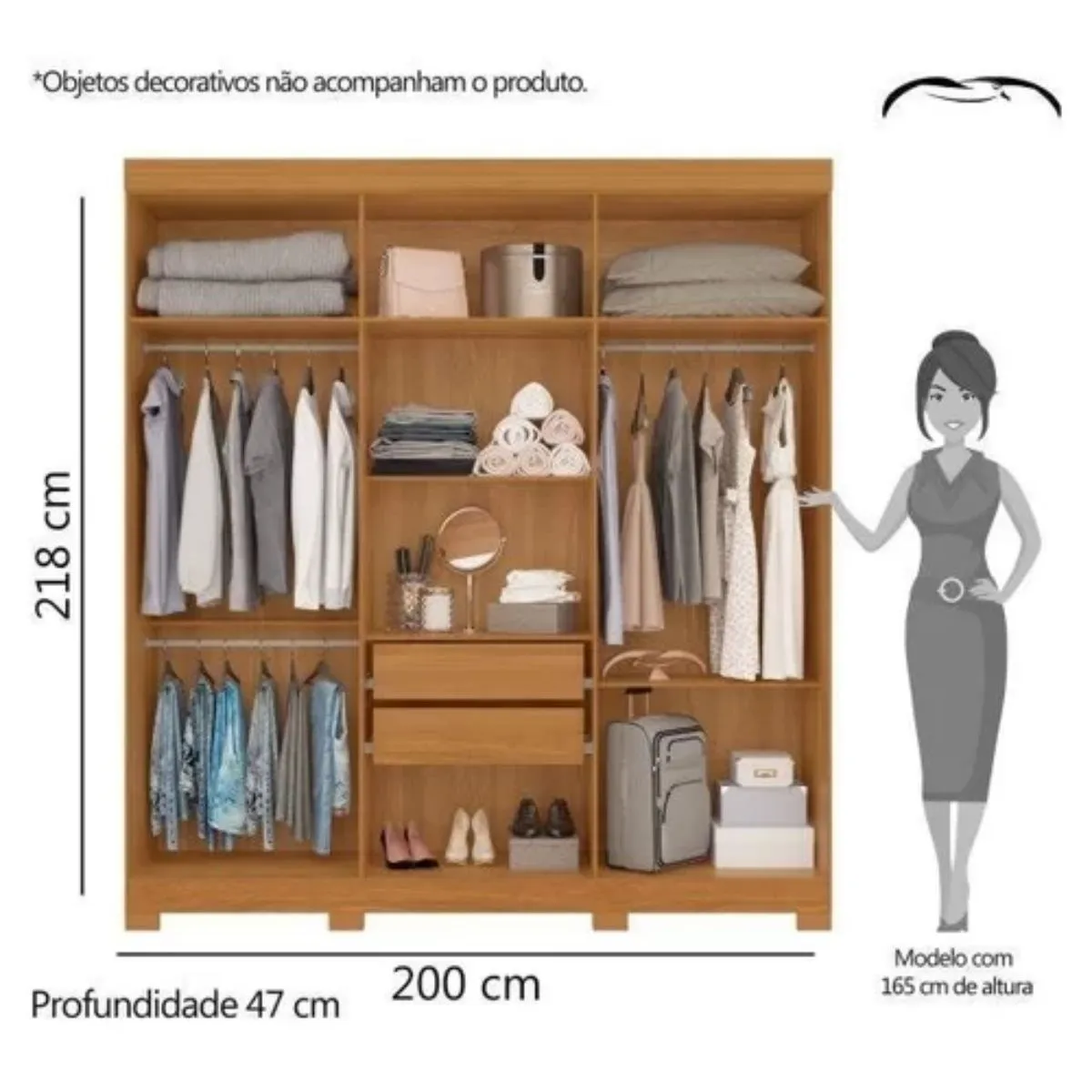 Guarda-Roupa Casal 6 Portas 2 Gavetas Amarok Carvalho Grife/Off White Albatroz