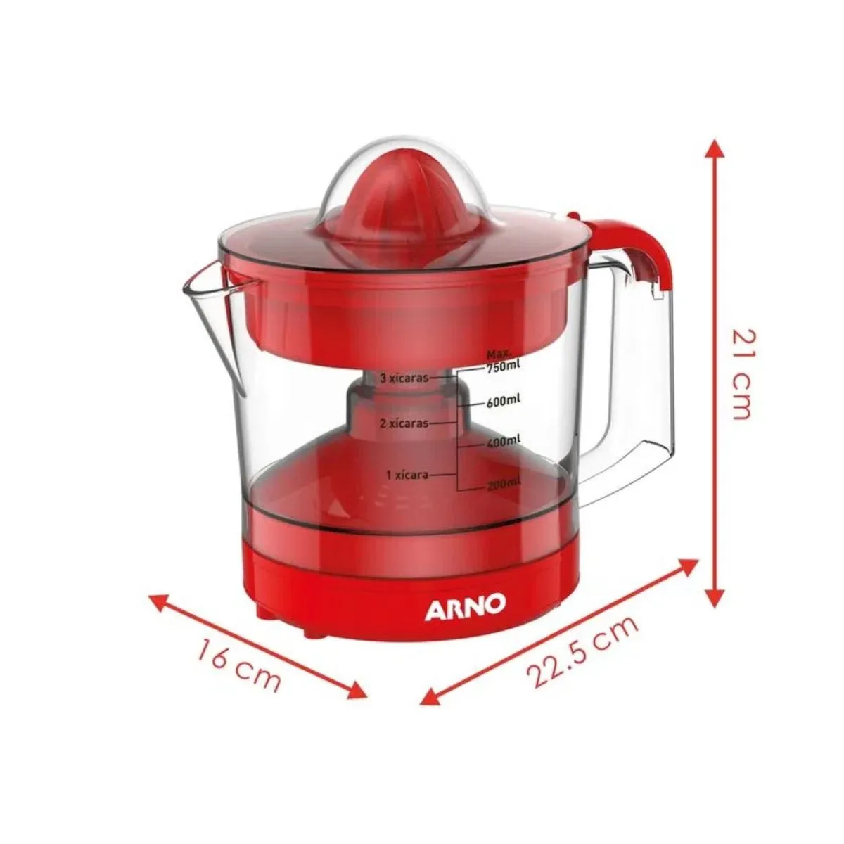 Espremedor de Frutas Arno Suco Express 40w 750ml Vermelho CP32 ZP2025B2 220V
