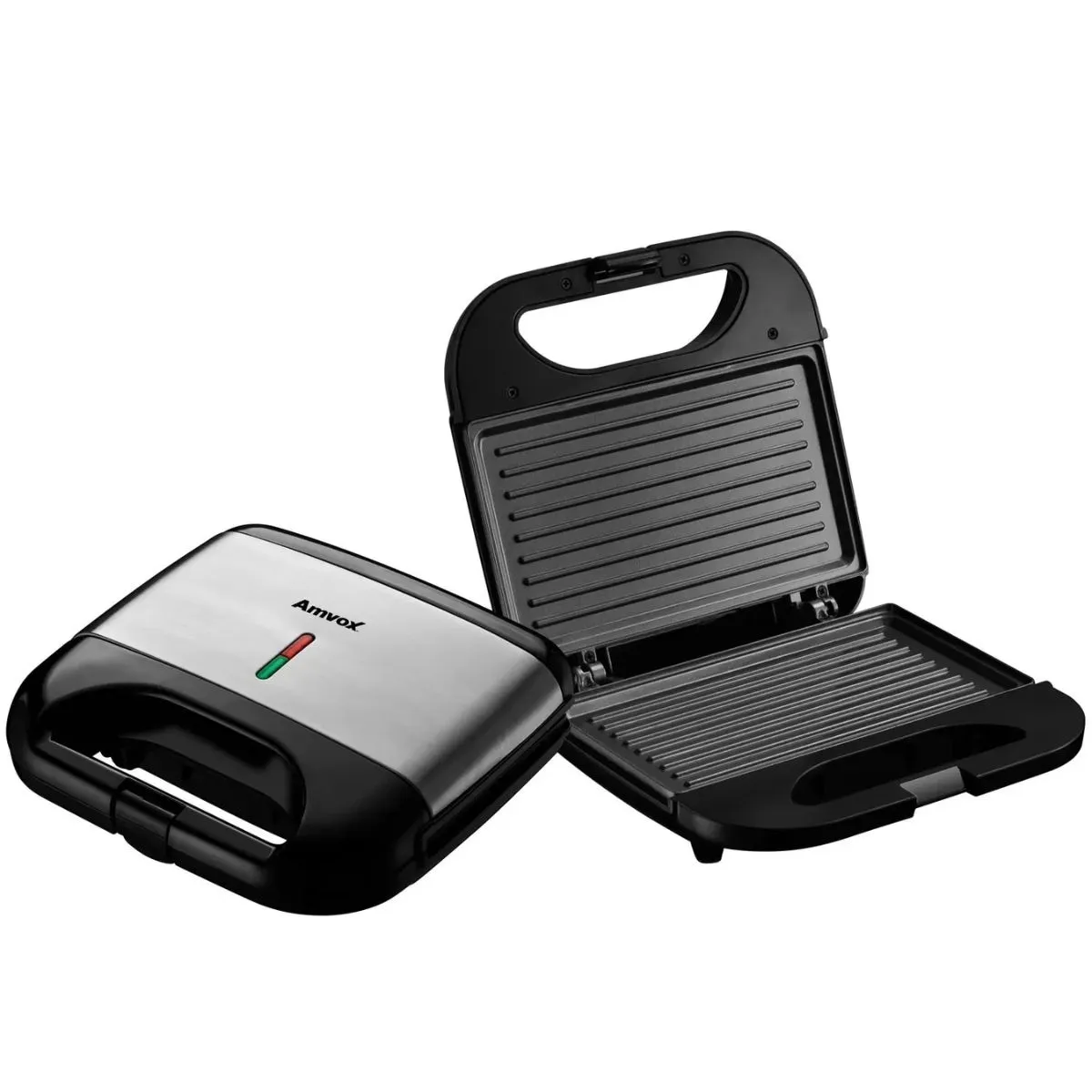 Grill e Sanduicheira Elétrica Amvox 750w AMS 500 Black Detalhe Inox 220V