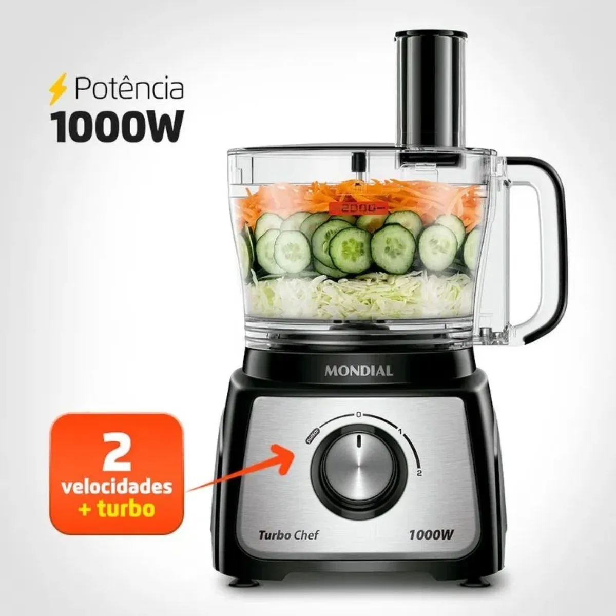 Multiprocessador de Alimentos Turbo Chef 5 em 1 Mondial MPN-01-B 220V