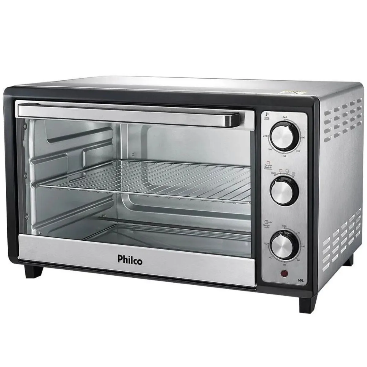 Forno Elétrico de Bancada 60L Philco Grill Dourador PFE60I Prata/Preto 220 Volts