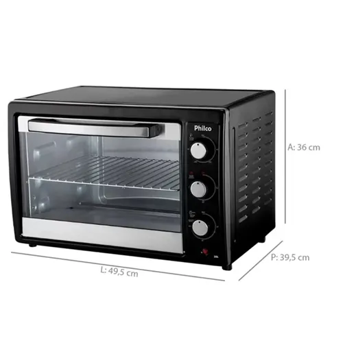 Forno Elétrico de Bancada 38L Philco PFE42P 1500W Preto com Prata 220V