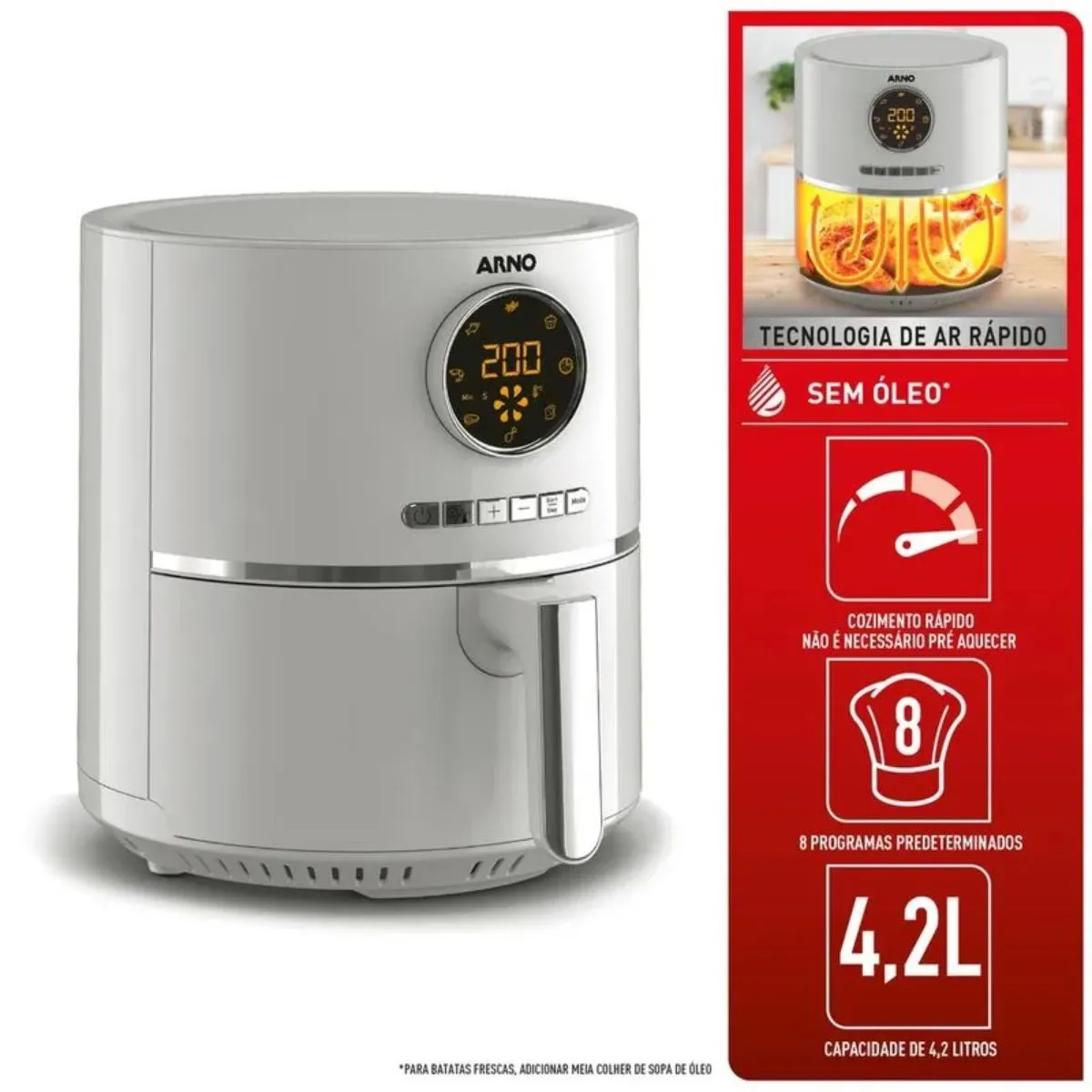 Fritadeira Elétrica Air Fryer Arno Ultra 4,2 Litros 220V Marfim UFRY EY1111B2