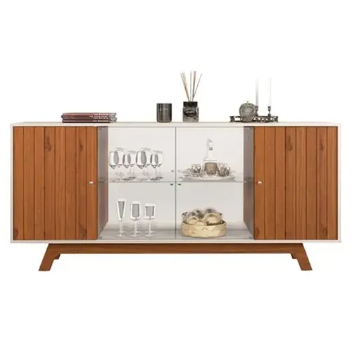 Buffet Aparador Balcão Facino 1,80m 4 Portas Rustico Terrara/Off White