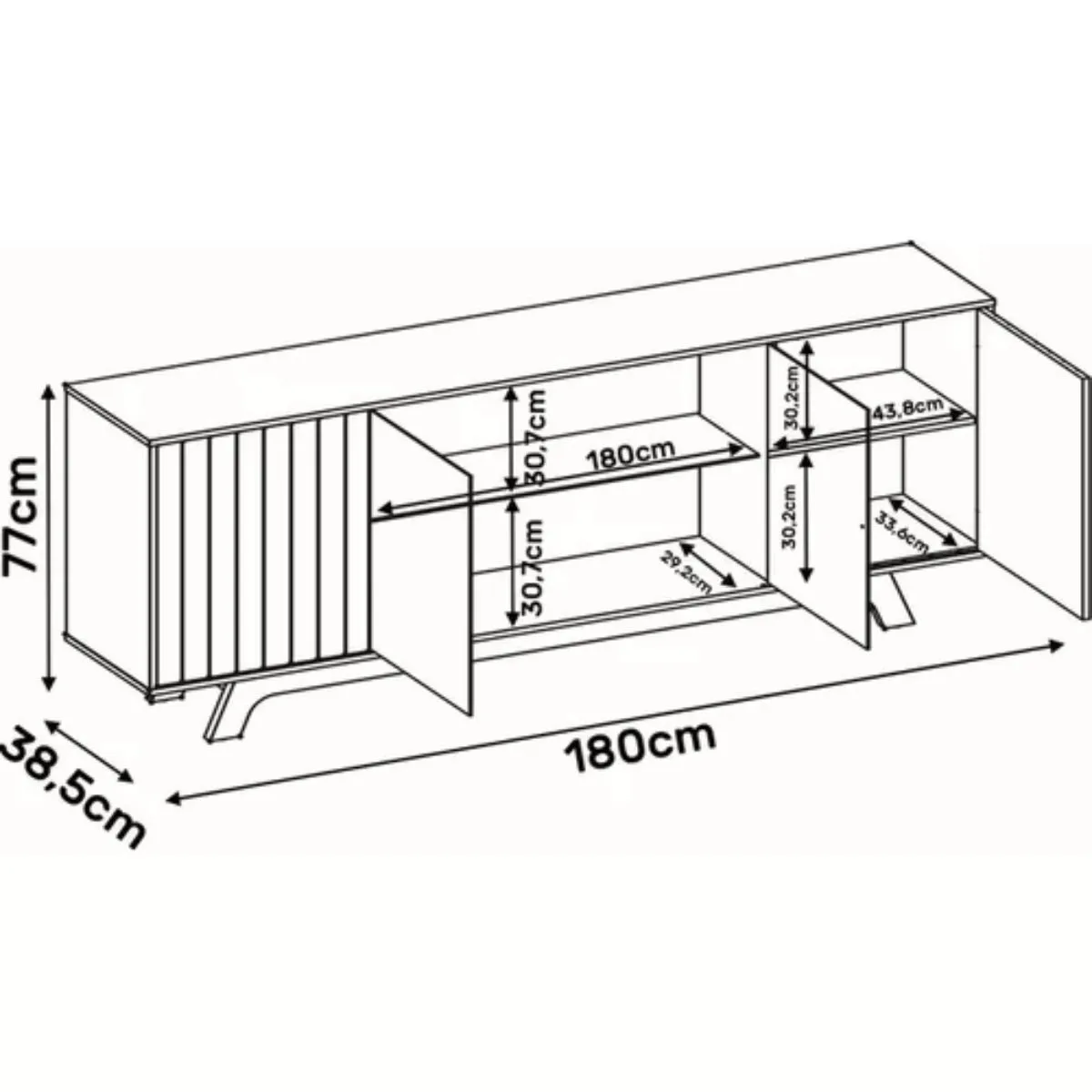 Buffet Aparador Balcão Facino 1,80m 4 Portas Rustico Terrara/Off White
