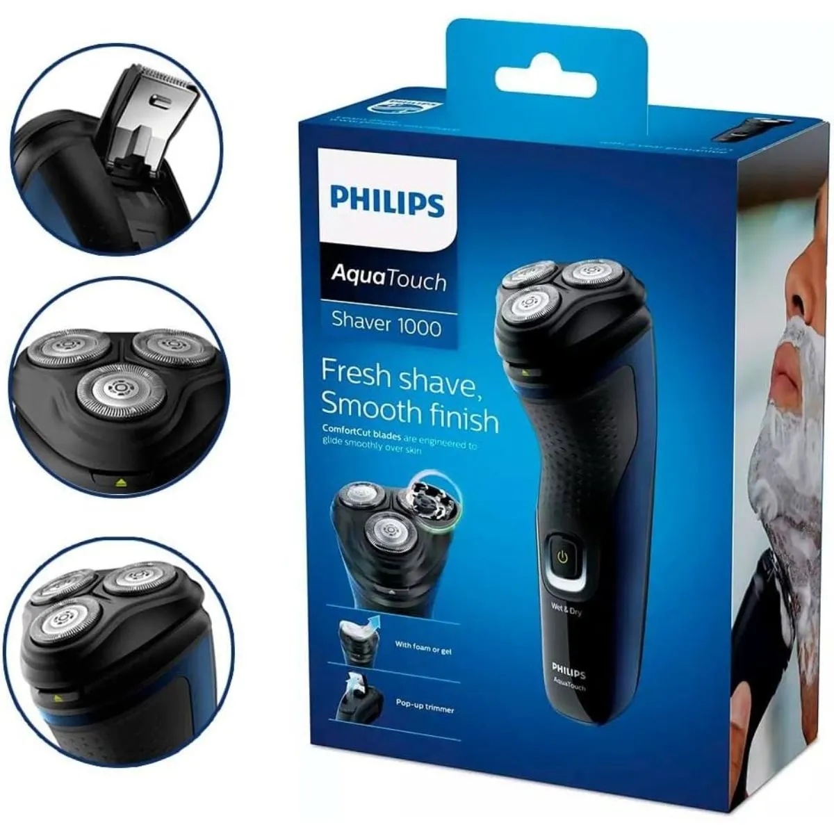 Barbeador Elétrico Seco ou Molhado AquaTouch Series 1000 Bivolt - S1323/41