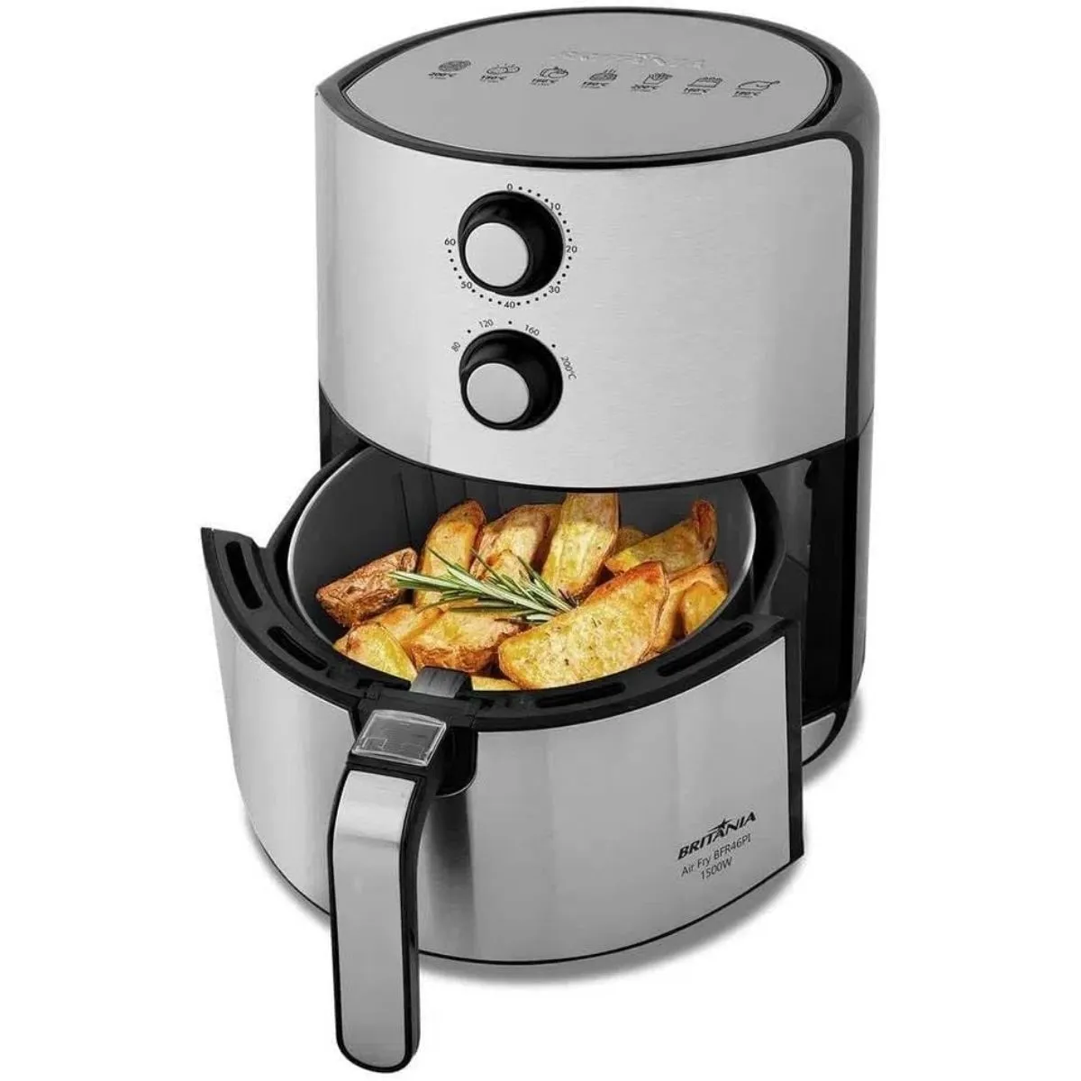 Fritadeira Elétrica sem Óleo Air Fryer Britânia BFR46PI 4,6LT Inox/Preta 220V 1500W