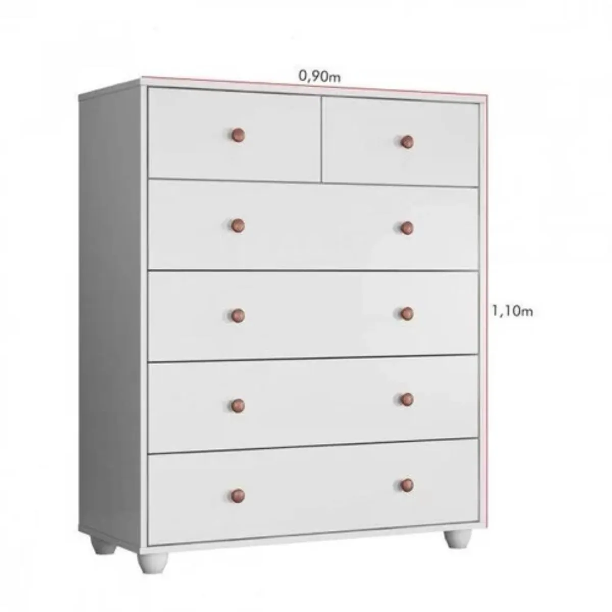 Cômoda 6 Gavetas Vittoria Branco Fosco Liso