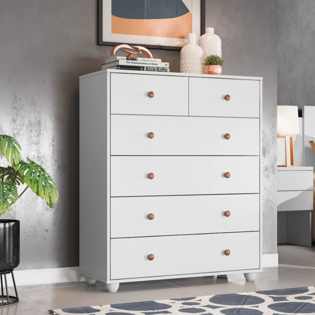 Cômoda 6 Gavetas Vittoria Branco Fosco Liso