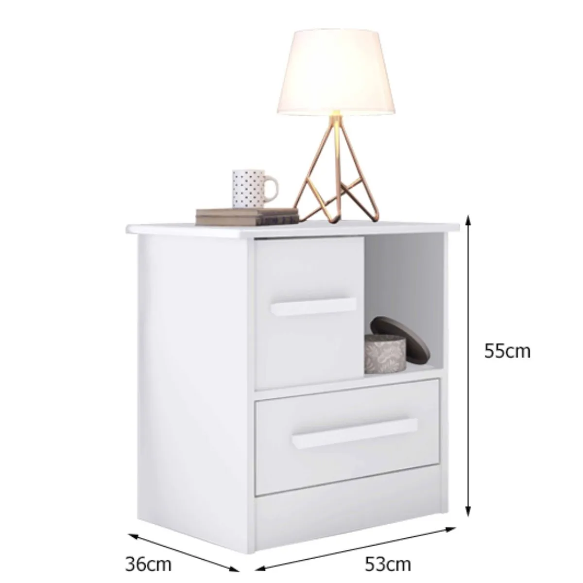 Mesa de Cabeceira Stilo 1 Gaveta 1 Porta Branca