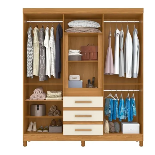 Guarda-Roupa Casal 10 Portas 3 Gavetas Fusion com Espelho Carvalho Grife/Off White