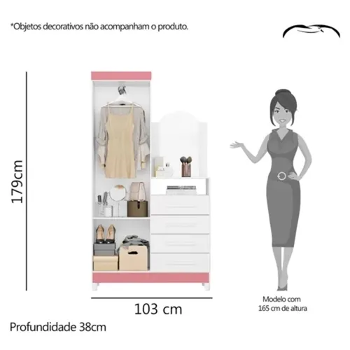 Cômoda com Espelho 2 Portas 4 Gavetas Capri Branca Quadriflex Albatroz