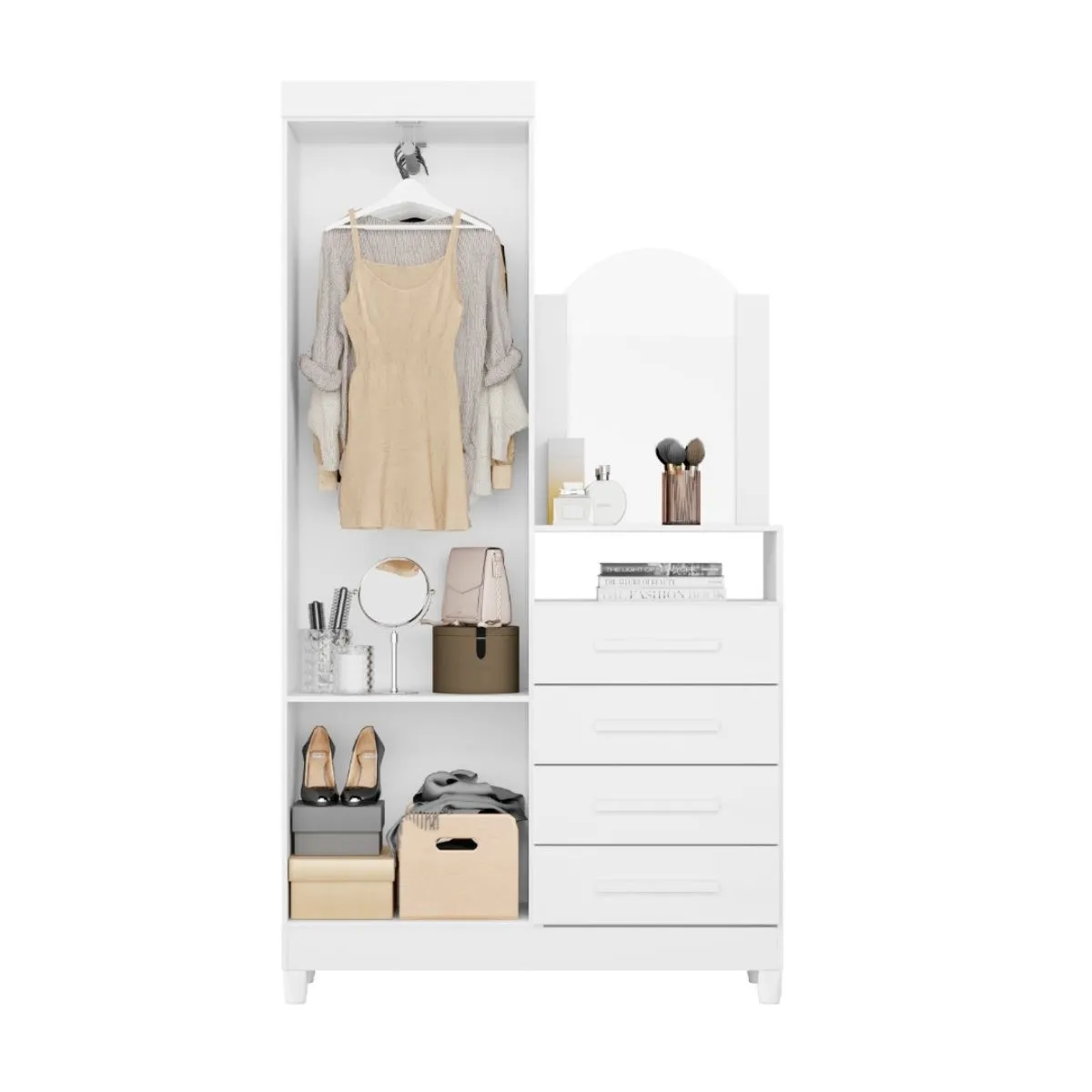 Cômoda com Espelho 2 Portas 4 Gavetas Capri Branca Quadriflex Albatroz