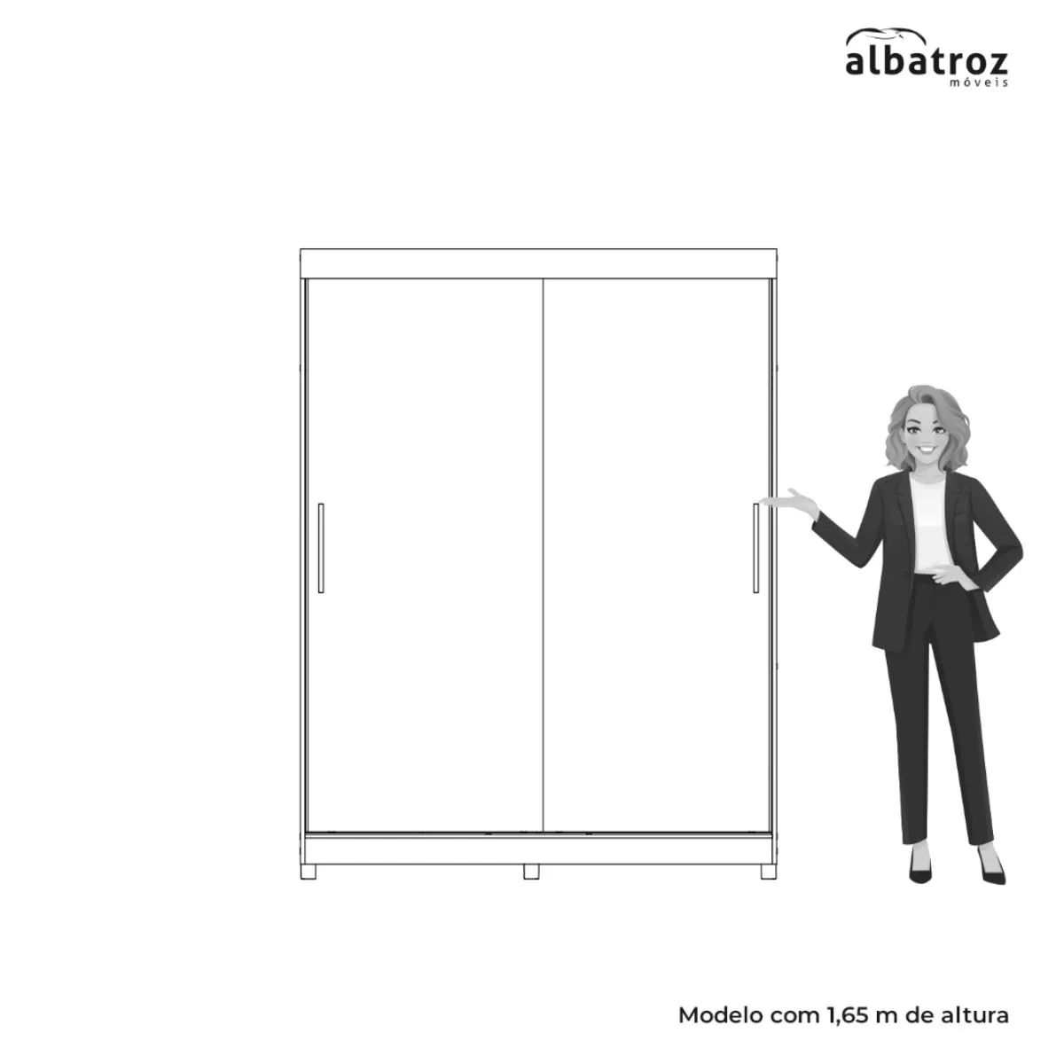 Guarda-Roupa Solteiro 2 Portas de Correr Spin Carvalho Grife/Branco Fosco/Preto Fosco Flex