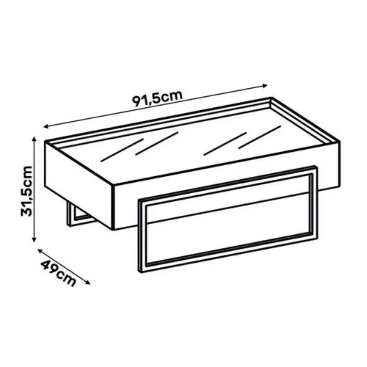 Mesa de Centro Pilar Tampo com Espelho e Pés em Metal Dourado Of White