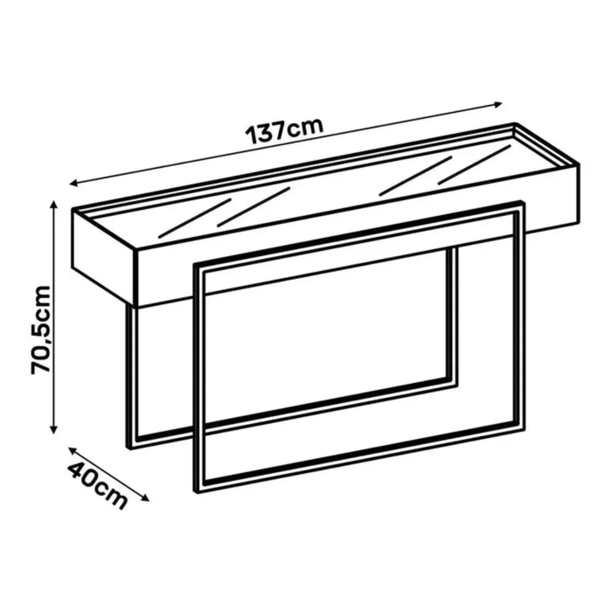 Aparador Pilar Tampo com Espelho e Pés em Metal Dourado - Off White