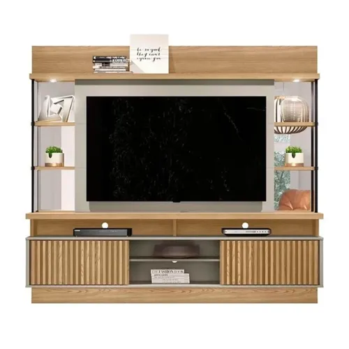 Estante Home Theater Salvador para TV Até 60 Polegadas Carvalho/Off White Brilho