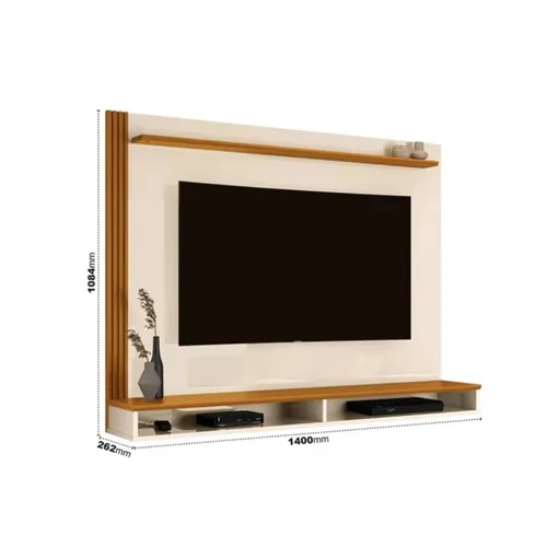 Painel Davos Para Tv Até 55 Polegadas Off White/Cedro