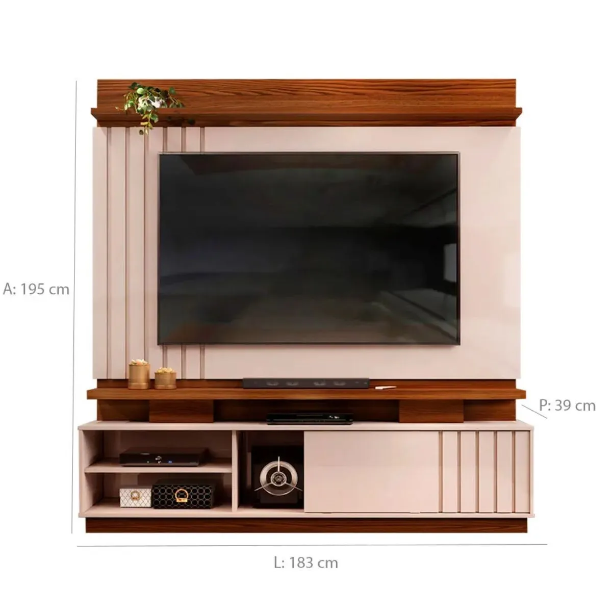 Home Detroit para TV até 70 Polegadas com Porta Deslizante e Pés Marroquim/Off White