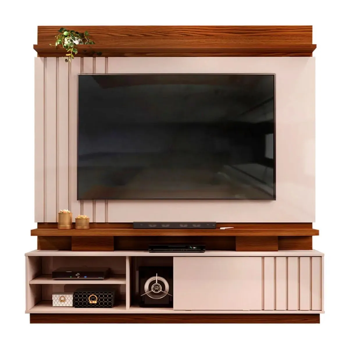 Home Detroit para TV até 70 Polegadas com Porta Deslizante e Pés Marroquim/Off White