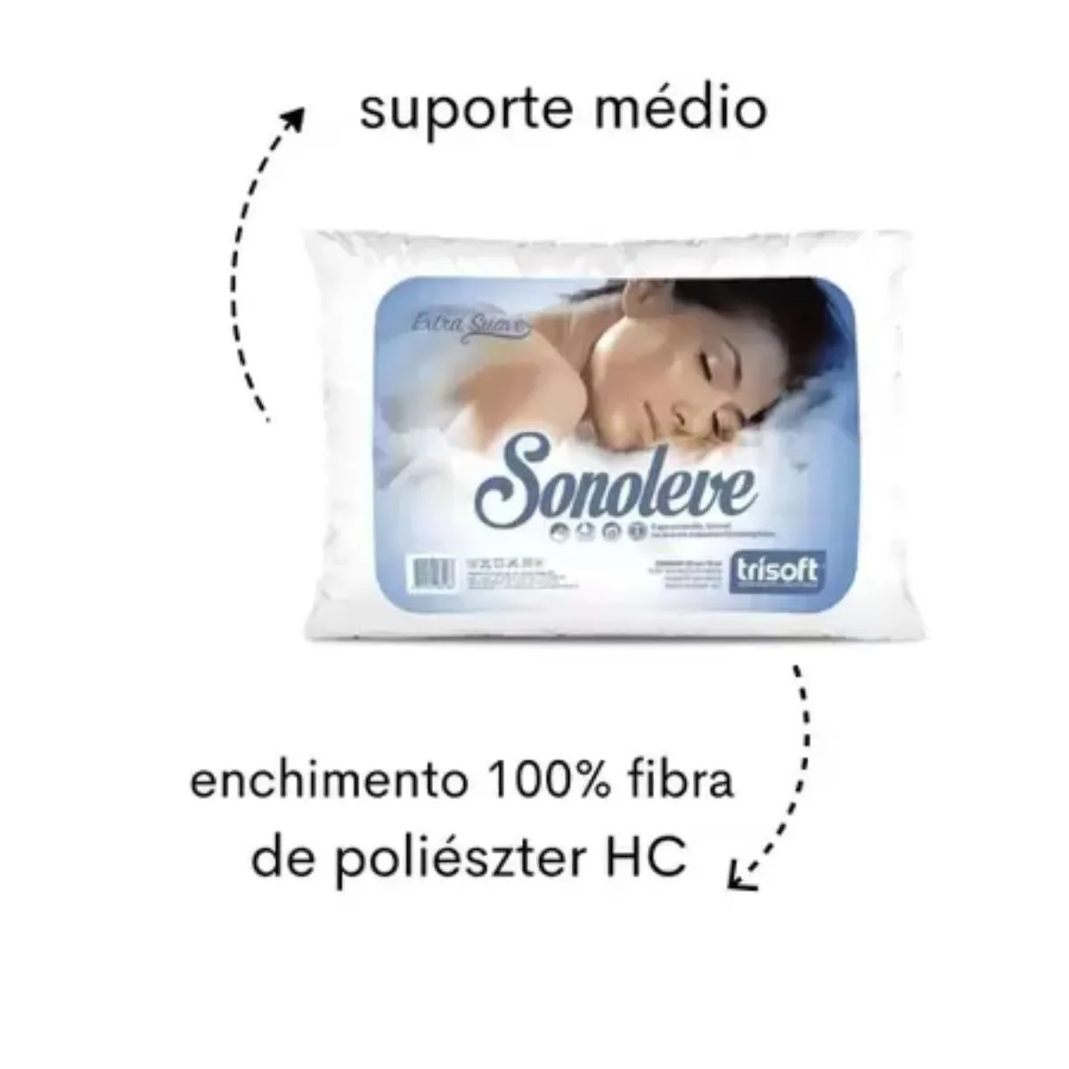 Travesseiro Sonoleve Hipoalergênico Trisoft Lavável 50cmx70cm