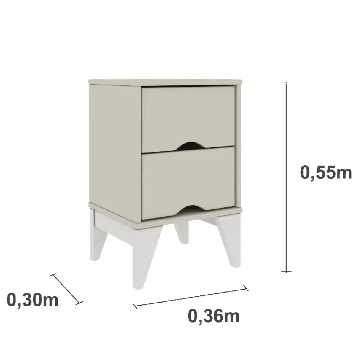 Mesa de Cabeceira 2 Gavetas Twister Tcil Off-White/Branco