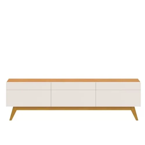 Rack Bancada Para TV até 60 Polegadas Classic Com 3 Gavetas 1.80 Off White/Nature