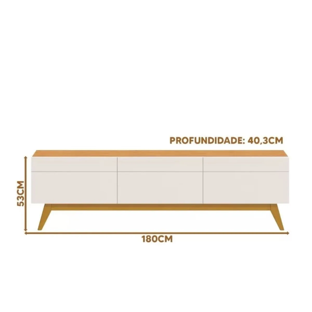 Rack Bancada Para TV até 60 Polegadas Classic Com 3 Gavetas 1.80 Off White/Nature