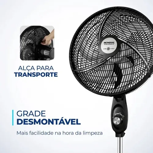 Ventilador de Coluna Super Power VSP-40C-B 40cm Mondial Preto 6 Pás 220V 60Hz