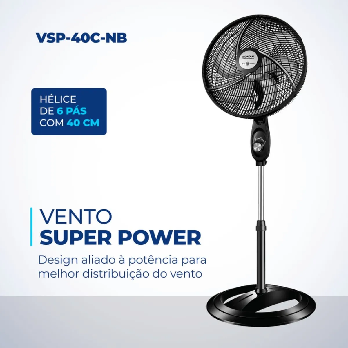 Ventilador de Coluna Super Power VSP-40C-B 40cm Mondial Preto 6 Pás 220V 60Hz
