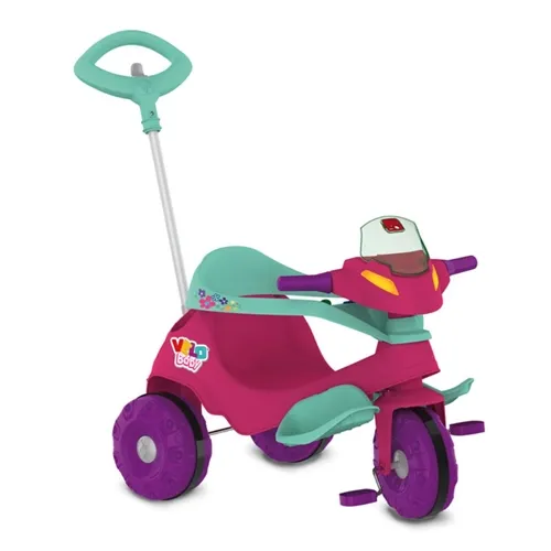 Triciclo Infantil Velobaby Passeio Pedal Rosa Bandeirante