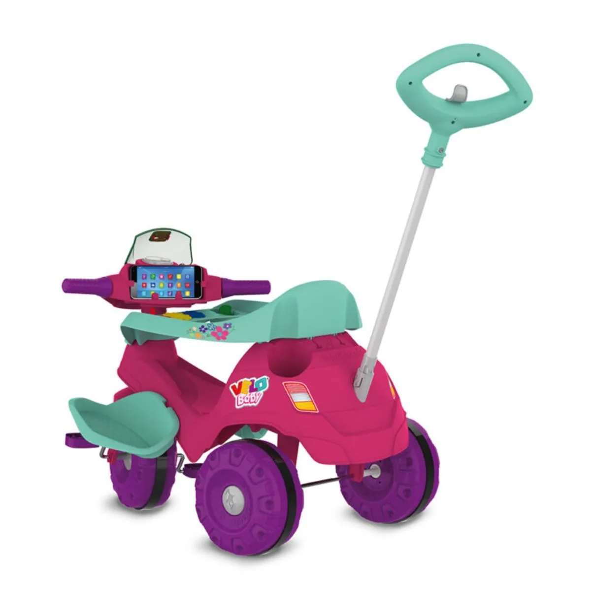 Triciclo Infantil Velobaby Passeio Pedal Rosa Bandeirante