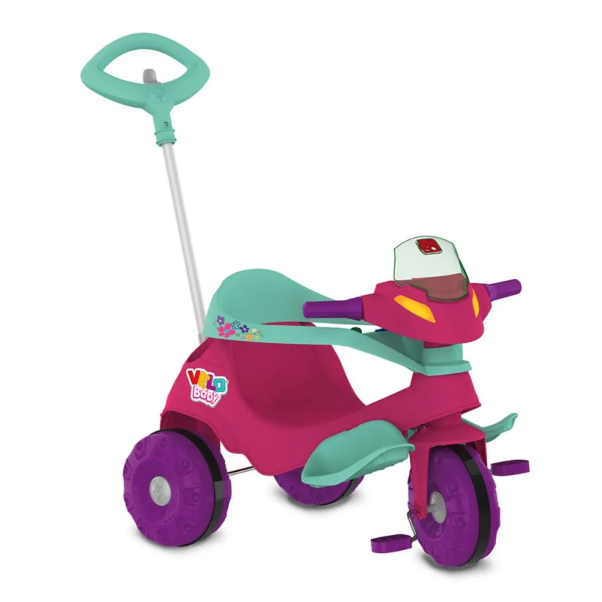 Triciclo Infantil Velobaby Passeio Pedal Rosa Bandeirante