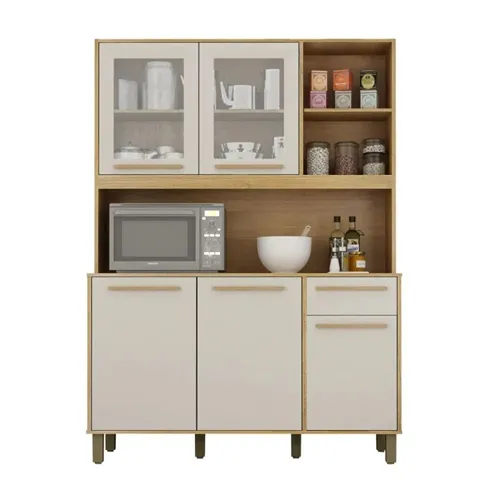 Armário de Cozinha 5 Portas 1 Gaveta Rubi Cinamomo/Off White