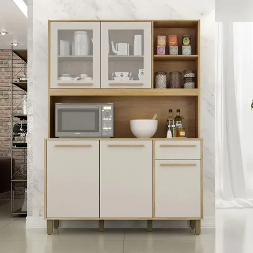 Armário de Cozinha 5 Portas 1 Gaveta Rubi Cinamomo/Off White