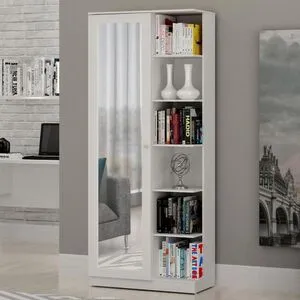 Armário Multiuso João Pessoa 1 Porta Com Espelho Branco - Valdemoveis