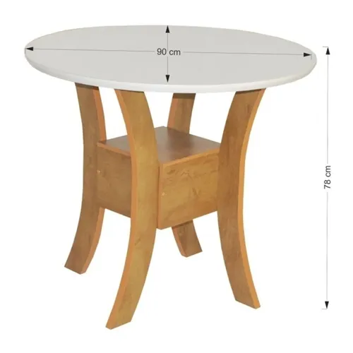 Conjunto Mesa Redonda Ayla Com 4 Cadeiras Nobre Asgard Bege Freijo Off White