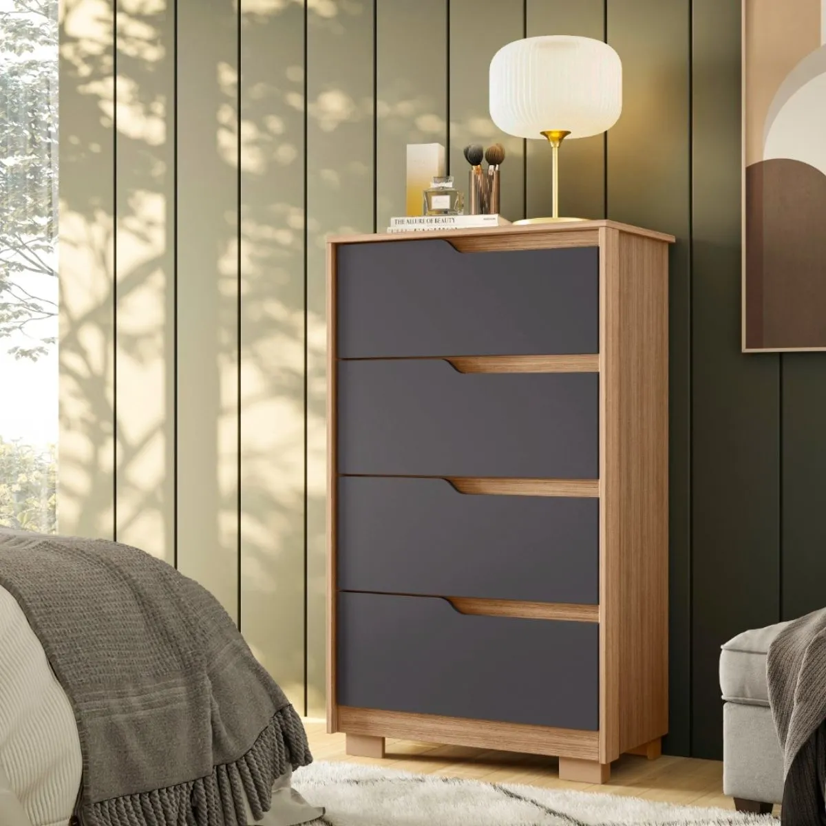 Cômoda Sole 4 Gavetas com Vistas Flex Nature/Titanium - Albatroz